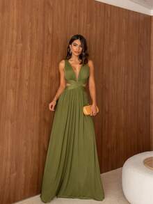Party Dress For Bridesmaid And Graduation - Verde oliva oscuro - Ver 1