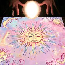 1 件优雅塔罗牌阅读桌布，防水防滑占卜祭坛布，带有神秘符号，大号 50*50 英寸，用于冥想和塔罗牌传播（黑色和金色） - 彩色 - 查看 2