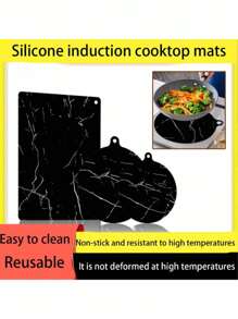 Induction Cooker Protective Pad Is High Temperature Resistant, Flame Retardant, Marble, Oil-Proof Pad, Super Large Silicone Square Multi-Function It Is Non-Slip
