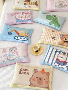 1pc Ice Silk Children/Toddler Pillow (With Core), Cartoon Print Baby Pillow, Infant Pillow, Kids Pillow, Kindergarten Nap Pillow, Student Pillow, Suitable For Spring & Summer - HSH-ice Silk Pillow - View 1