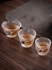 1 pieza/2 piezas/4 piezas Taza de té de vidrio con textura de martillado, vidrio resistente al calor, elegante para el té de la tarde, taza de expreso, taza de té, adecuada para fiestas de té, reuniones, fiestas y uso diario en el hogar, de vuelta a la escuela