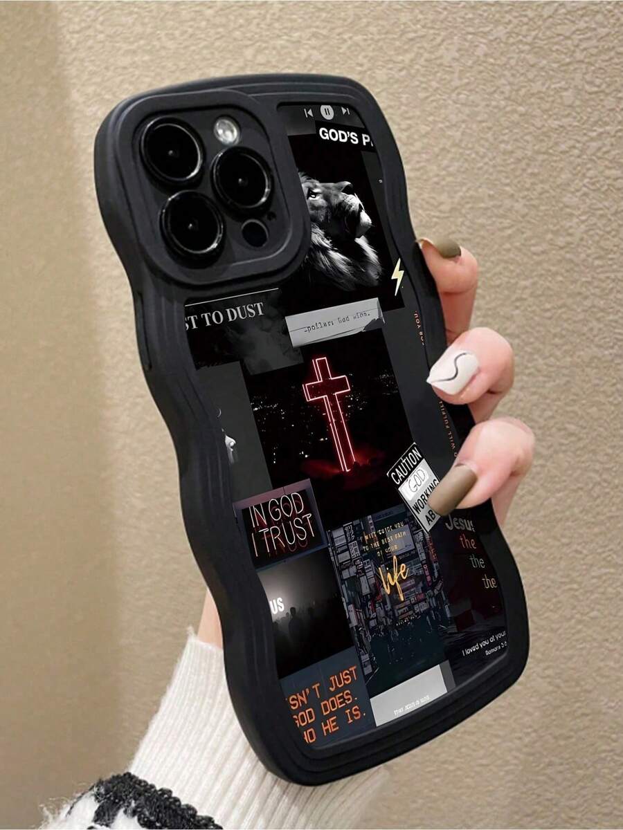 Funda para teléfono 1 pieza AppleVintage Y2K 1 pieza protectora negra con funda para phone con patrón de mosaico cruzado, funda para teléfono a prueba de golpes y antihuellas - Multicolor 2 - Ver 1