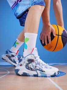 Zapatillas de baloncesto versátiles 2025 nuevas, zapatos deportivos cómodos y antideslizantes para hombres, con suela exterior con sonido de fricción, zapatos casuales para hombres con suela gruesa, zapatos elevadores para exteriores, domina la cancha de baloncesto, el patio de recreo, zapatos para correr (Patrón asimétrico)