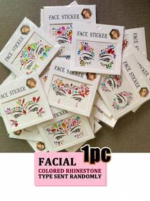 Assorted Face Gems Set, Face Jewelry Sticker Set, Shiny Mermaid Face Crystals, Mixed Style Face Gems Crystal Sticker Set, Gem Face Mermaid Carnival Rhinestone Temporary Tattoos, Gift For Girls, Suitable For Home And Salon Use. (Random Colors And Shapes!) - Multicolor - View 11