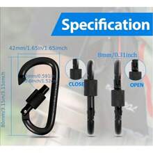 D-Shaped Spring Carabiner With Screw Gate, Black Aluminum Alloy Clip, Suitable For Outdoor Activities: Camping, Hiking, Fishing, Also Can Use As Keychain Hanger. Thickened Locking Hanging Hook, D-Shape Mountaineering Carabiner, Quick Hanging Nut Carabiner, Aluminum Alloy Backpack Hook