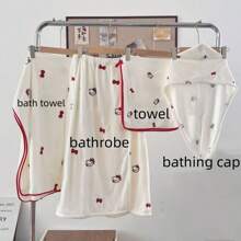 Sanrio 1 pièce Ensemble de serviettes - Ensemble de serviettes de bain en polaire de corail avec motif de chaton, serviette de douche douce et absorbante, cadeau pour un anniversaire