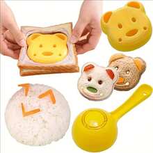 2pcs Spoon Mold, Non Stick Spoon, Sushi Rice And Vegetable Roll Maker - Non Stick Semicircle Spoon And Mini Teddy Bear Mold, Convenient For Making Rice And Vegetable Rolls, Kitchen Supplies, Portable Outdoor Camping Use, Yellow Plastic Rice And Vegetable Roll Mold, With Filter Screen, Suitable For Of Children And Young People - Multicolor - View 13