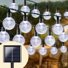 1 件水晶球形 LED 灯串，20/30/50/100/200 LED，户外防水灯串，LED 花园庭院花环灯花园太阳能花园装饰，防水太阳能露台灯，花园庭院门廊婚礼派对装饰的太阳能仙女灯 - 彩色 - 查看 19
