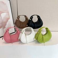 Mini Women's Solid Color Lipstick Shaped Clutch Bag With Adjustable Handle, Party/Event Baguette Handbag
