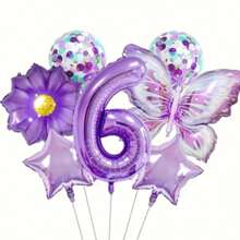 7pcs/Set Purple Butterfly 32-Inch Number Balloons For Birthday Party Decoration