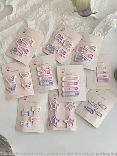 15个时尚甜美粉色BB发夹，5种形状，包括爪夹、发爪、发卡、发夹、发饰、发夹、发饰、粉色配饰、可爱配饰、情人节配饰