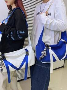 Bolso de hombro de estilo moderno 2025, marca, estilo japonés de Harajuku, bolso cruzado versátil de gran capacidad unisex, bolso de mensajero estudiantil