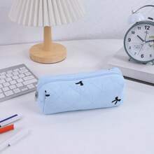 1pc Cute Bow Pencil Case, Large Capacity Student Stationery Organizer Bag, Fashionable Design,Back To School,School Supplies,Pencil Pouch,School Bag
