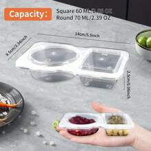 Wiederverwendbare Lebensmittelbehälter mit doppeltem Fach und Deckel - auslaufsicher für Dips/Snacks/Soßen, tragbare To-Go-Boxen für Camping, Reisen, Picknick und Mittagessen