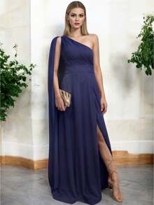 Women Long Dresses - Navy Blue - View 3