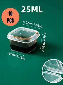 25ml/50ml/75ml/100ml Square Storage Cup, Transparent Sauce Cup With Lid, Mini Food Container For Sauce, Jam And Spice, Suitable For Camping, Office, Picnic, School, Kitchen Storage And Accessories
