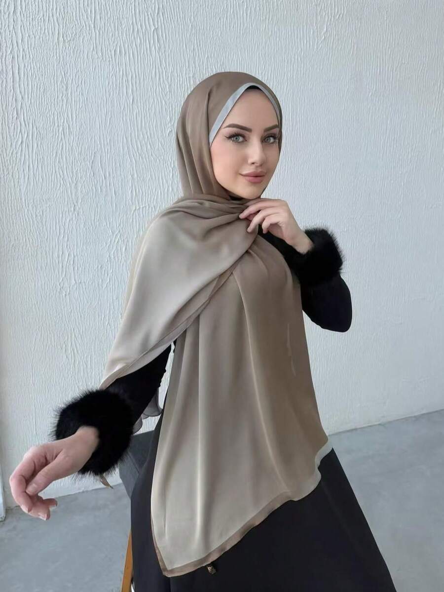 1 Piece Chiffon Hijab Printed Scarf, Elegant And Luxurious Retro Color Women Headscarf Shawl Hijab Abaya Accessories Women Veil For Dress