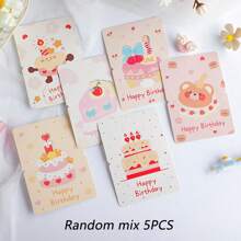 5pcs/20pcs 6 Styles Creative 3D Birthday Greeting Cards, Happy Birthday Wishes Postcards, Cake Shop/Flower Store Decoration And Packaging Greeting Cards