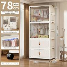 5/4/3/2/1 Layer Folding Wardrobe Closet, No Installation Required, Plastic Storage Cabinet For Baby Clothes, Household Use For Living Room And Bedroom