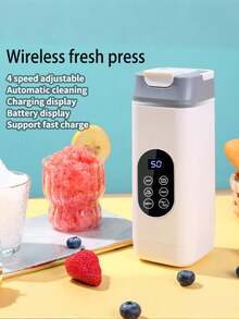 USB Rechargeable Portable Juicer Blender, 12-Blade Smoothie Maker, Ice Crushing, Digital Display, Easy Clean, Compact Juice Extractor For Home, Outdoor - Multicolor - View 10