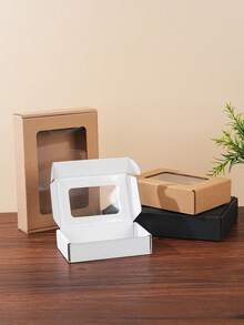 12pcs White Window Paper Boxes, Transparent Window Courier Packaging Boxes, Gift Boxes, Corrugated Paper Cartons, Shipping Boxes, Mailer Boxes - 12pcs - View 3