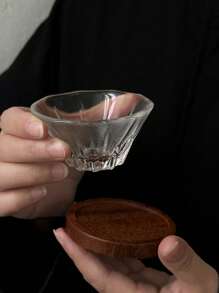 1 Set Glass Cup & Saucer, Japanese Style Transparent Heat-Resistant Small Wine Glass & Tea Cup, Suitable For Enjoying Tea Time, Applicable For Kitchen, Dining Room, Living Room, Wedding, Party, Gift, Birthday, Christmas, Kitchen Drinkware