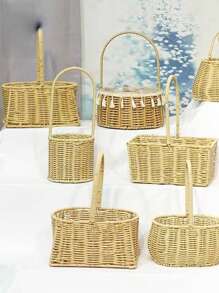 Rattan Hand-Blumenarrangement Blumenkunst Imitation Rattan handgewebt Blumenladen Weide Blumenkorb Wohnzimmer Dekoration Foto Gartenkorb . oval