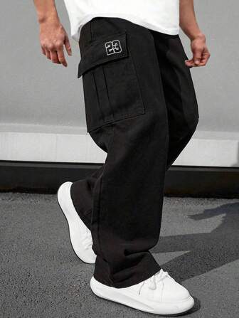 1 件男士多口袋工装裤，适合春秋季、夏季海滩、日常通勤、运动训练、户外徒步、休闲、健身、慢跑、直筒裤、百搭时尚、秋季