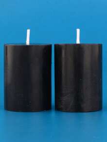 2 Black Odorless Candles A Variety Of Sizes Cylindrical Candlelight Bar Decor Party Festival Ceremony Lighting - Black - View 9