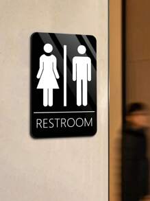 1pc WC Plate, Multi-Style Acrylic Washroom Sign, Toilet Door Plate Indicator, Restroom Identification Plaque Wall Decor Room Decor Stickers Wallpaper Wall Paper Wall Stickers Wall Sticker