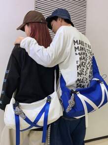 Bolso de hombro de estilo moderno 2025, marca, estilo japonés de Harajuku, bolso cruzado versátil de gran capacidad unisex, bolso de mensajero estudiantil