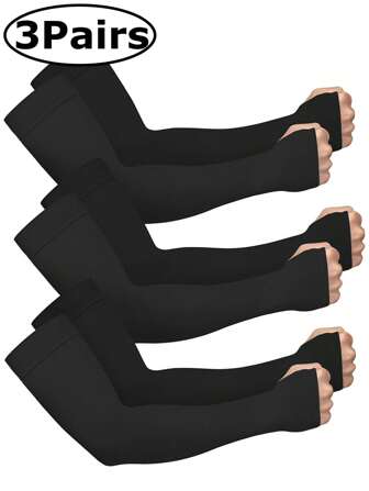 3 对/1 对 男女款防紫外线臂套 Upf 50 压缩臂套 防紫外线 长款防晒骑行臂套
