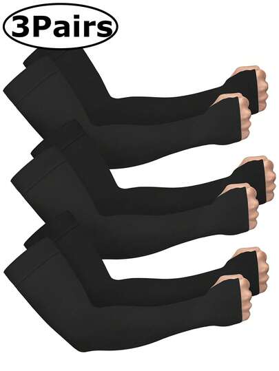 3 对/1 对 男女款防紫外线臂套 Upf 50 压缩臂套 防紫外线 长款防晒骑行臂套