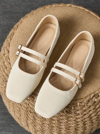 WHDXY Women's Fashion Flats, Square Toe Ballerina Slip-On Casual Shoes, Suitable For Jeans, Work Outfits