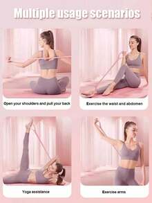 حزام مقاومة لياقة منزلية متعدد الألوان محسن، مشدود على شكل 8 من مطاط TPR، حزام يوجا مطاطي، حزام تمارين شد الأكتاف والرقبة - متعدد الألوان - مشاهدة 6