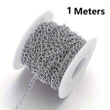 100cm/Pack Stainless Steel Polished Necklace Chain For DIY Jewelry Making Accessories - Silver - View 13