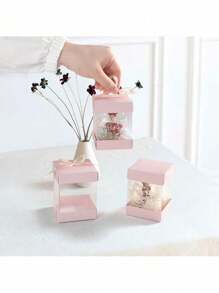 10PCS Square Transparent Gift Boxes With Ribbons, Small Empty Party Gift Boxes, Candy Biscuits, Paper Cups, Cake, Jewelry Boxes, Wedding Gifts, Love Gifts, Birthday Parties Summer Necessity For Women Storage Organizer Gift Travel
