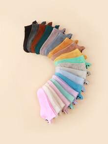 10 Pairs Random Color Smiling Face Design Comfortable Socks - Multicolor - View 3