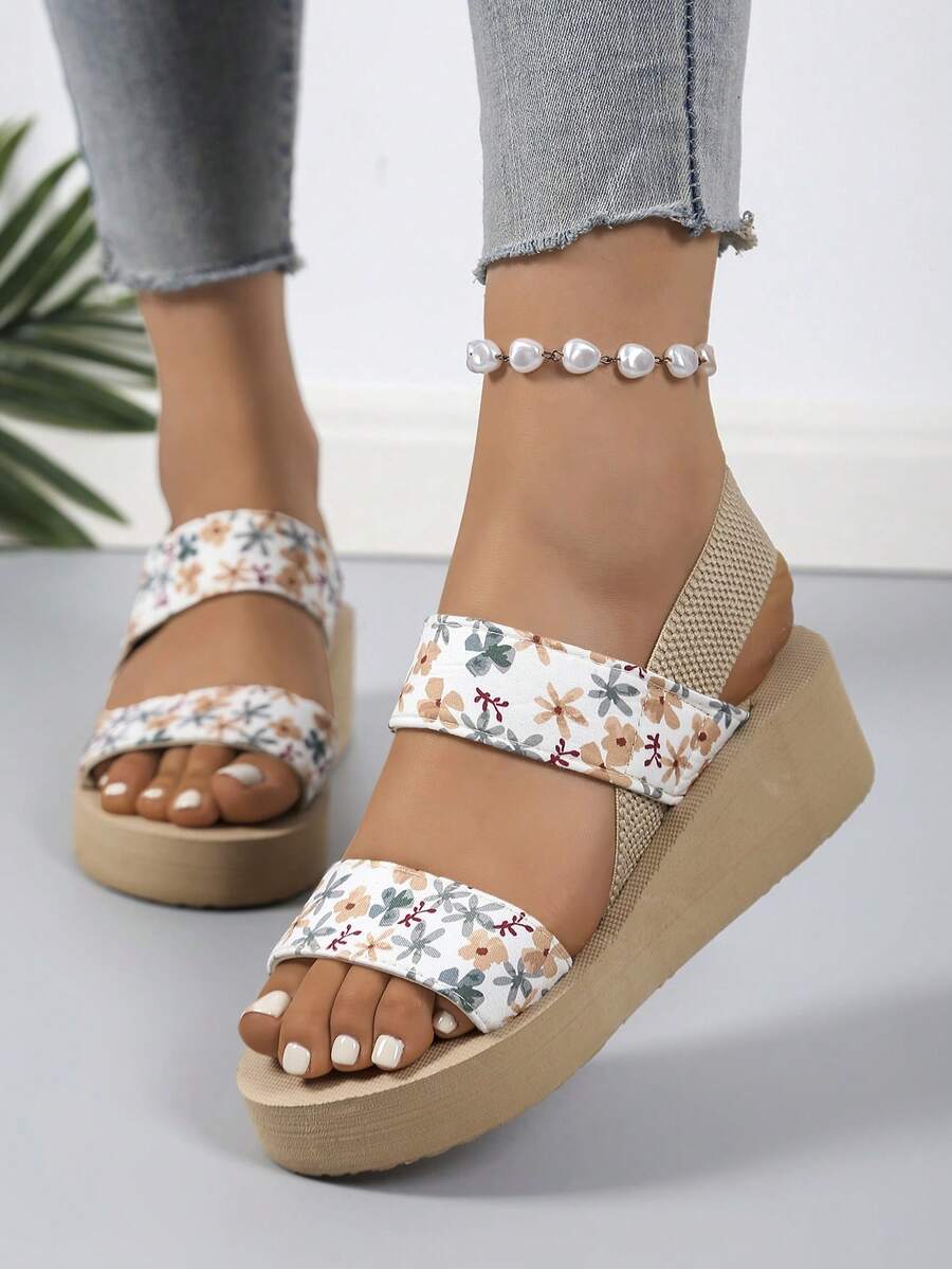 1 pereche șosete de plajă, respirabile, confortabile, cu imprimeu aleatoriu de margarete, cu imprimeu floral de vacanță, model preppy, cu vârful deschis, pentru petreceri de nuntă și petreceri în aer liber, primăvară/vară/toamnă