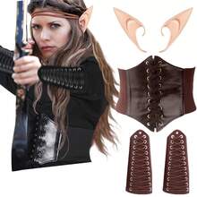 3 Pieces Medieval Renaissance Set - - Includes Shaper With Bandage Belt, Leather Wristband - And Pointed Ears - Perfect For Renaissance Party - Mask Party Prom - Multicolor - View 3