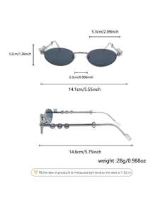 1pc Rhinestone Decor Oval Glasses, Vintage Elegant Eyewear For Women, Daily Accessories With Transparent/Tinted Lenses & Alloy Frame For Summer Beach Vacation,Outdoor,Travel Preppy Style For Back To School