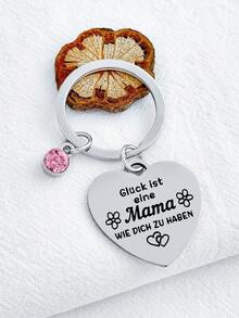 1个母亲节礼物水钻不锈钢钥匙扣 - 銀 - 查看 4