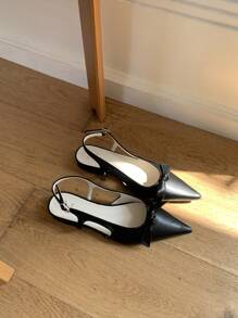 1 Paar elegante Einfarbige Schleifenballerinas aus Kunstleder, modischer Grundstil für Büro, Party, Hochzeit, Urlaub, Frühling/Sommer
