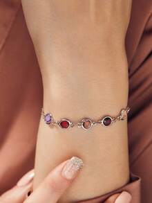 Pulsera personalizada para el Día de la Madre con piedra de nacimiento, regalo para mamá - Dorado - Ver 2