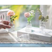 Set de vaze 1/6/12 piese, vază de sticlă pentru decorarea centrului, vază mică, vază modernă cu dungi transparente, vază vintage pentru decorarea mesei, petrecerea de nuntă și decorarea casei.