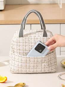 1pc Lunch Bag, Portable Insulated Lunch Box Tote Bag With Cute Bear Pattern, Suitable For Work And School, Waterproof And Lightweight, Keeps Food Fresh And Warm
