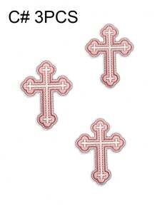 1 set de 3/6 piezas Parches bordados de dibujos animados rosas lindas para niñas con diseños de lazo, zapatillas de ballet, relámpago, accesorio decorativo, pegatinas de tela para zurcir adecuadas para mochilas, vaqueros, chaquetas, camisetas, sombreros, vestidos, etc. - Multicolor - Ver 12