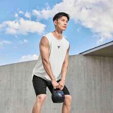 XTEP 特步男款速干背心2025夏季透气健身时尚篮球服跑步运动无袖上衣875229090060 - 明月白 - 查看 5