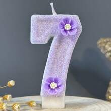 1pc Numeric Birthday Cake Candles (0-9), Romantic Party Favors, Cake Decor Candle Numbers For Celebrations, Holidays, Parties - Shiny Numeric Candle - Purple - View 10
