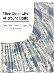 4 pièces/Set Ensemble de draps à motif de fleurs à feuilles de paisley bleu. Ensemble de literie microfibre doux et facile d'entretien (1 pièce drap plat + 1 pièce drap-housse + 2 taies d'oreiller). Tailles disponibles : grand lit, lit queen, lit double, lit jumeau. Taies d'oreiller avec poches profondes jusqu'à 30 cm. Doux, respirant et sans froissage, pour un meilleur sommeil. Style d'hôtel de luxe. Idéal comme cadeau pour maman, papa, ami, chambre d'étudiant.